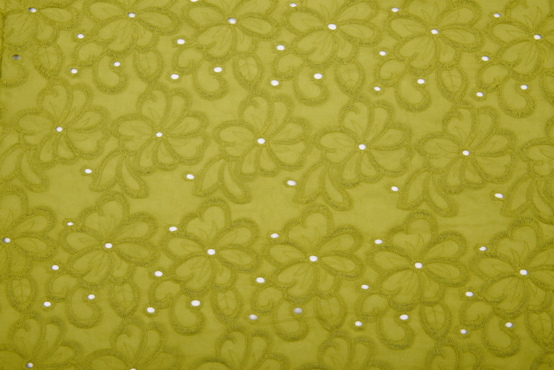 Dyed 100 % Cotton Lawn Whispering Petals Eyelet Embroidery Fabric