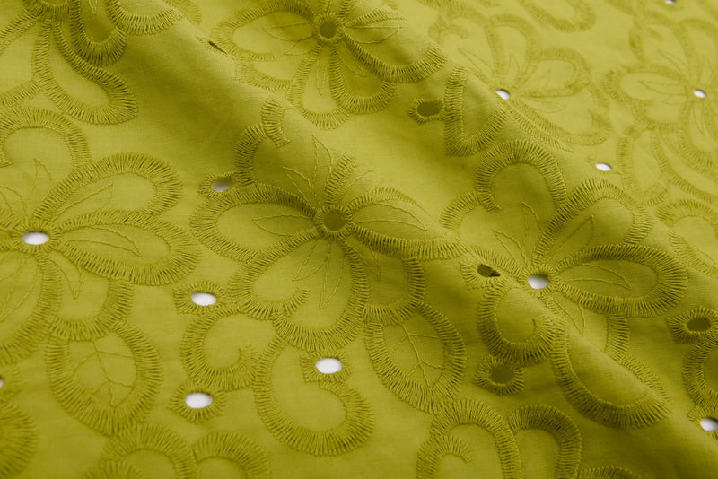 Dyed 100 % Cotton Lawn Whispering Petals Eyelet Embroidery Fabric