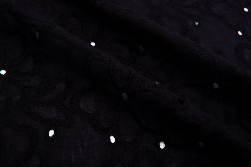 Dyed 100 % Cotton Lawn Whispering Petals Eyelet Embroidery Fabric