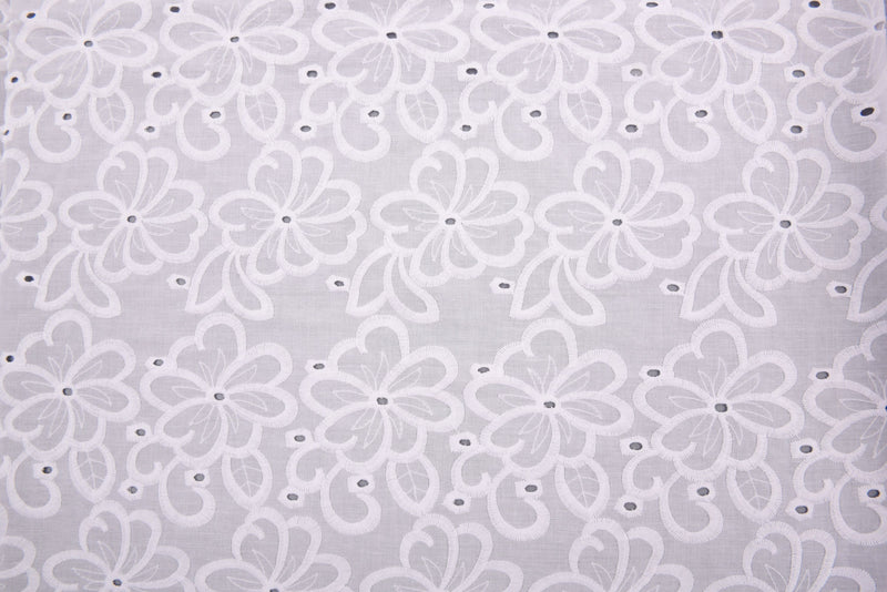 Dyed 100 % Cotton Lawn Whispering Petals Eyelet Embroidery Fabric