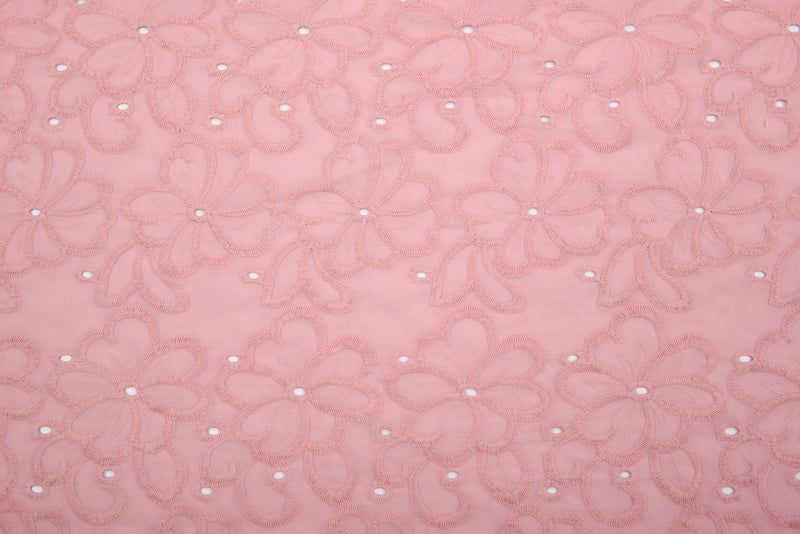 Dyed 100 % Cotton Lawn Whispering Petals Eyelet Embroidery Fabric