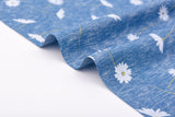 Daisy Floral Print -  Washed Cotton Denim Chambray Fabric-20999