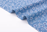 Cherry Blossom  Print -  Washed Cotton Denim Chambray Fabric-20999