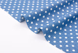 Polka Dot Print -  Washed Cotton Denim Chambray Fabric-20995