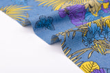 Tropical Botanical Floral  Print -  Washed Cotton Denim Chambray Fabric-20993