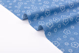 Doodle Petals Print -  Washed Cotton Denim Chambray Fabric-20999