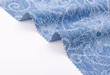 Lace Swirl Print -  Washed Cotton Denim Chambray Fabric-20998
