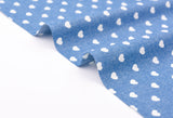 Heart Dot Print -  Washed Cotton Denim Chambray Fabric-20995
