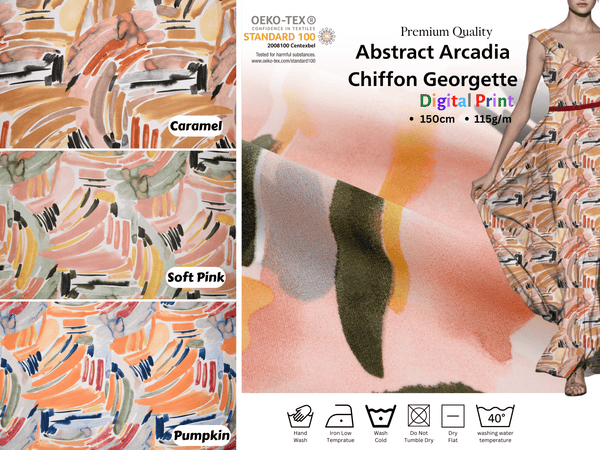 Abstract Arcadia Chiffon Georgette Digital Print Fabric - #084 - G.k Fashion Fabrics