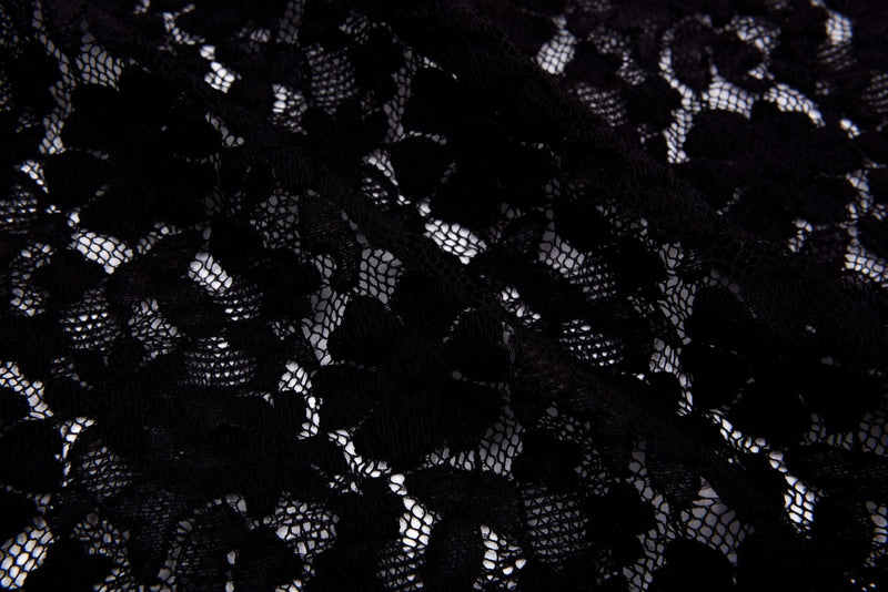 Anemone Cotton Gauze Lace Fabric - G.k Fashion Fabrics Black / Price Per Half Yard Lace fabric