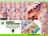 Bamboo Viscose Blend Stretch Woven Fabric – Abstract Fern & Feather Print - 7068/4504 - G.k Fashion Fabrics