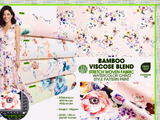 Bamboo Viscose Blend Stretch Woven Fabric – Watercolour Chintz Floral Print- 7068/0196 - G.k Fashion Fabrics