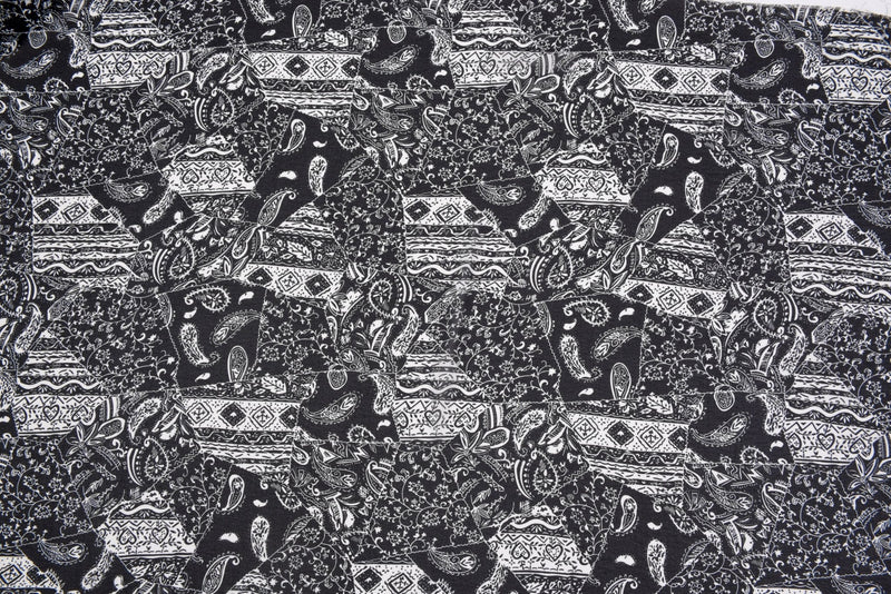 Black/White Paisley Chiffon Georgette Digital Print Fabric - #202 - G.k Fashion Fabrics