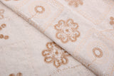 Blossom Mosaic Linen Cotton Sequin Embroidered Fabric – Artisan Floral Embroidery Natural Fabric - G.k Fashion Fabrics
