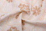 Blossom Mosaic Linen Cotton Sequin Embroidered Fabric – Artisan Floral Embroidery Natural Fabric - G.k Fashion Fabrics