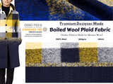 Boiled Wool Plaid Fabric Premium Designer Made / Ombre Pattern Made by Merino Wool - G.k Fashion Fabrics