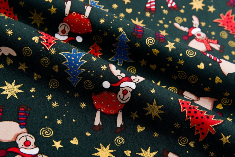 Christmas 100% Cotton Metallic Prints - G.k Fashion Fabrics