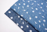 Daisy Floral Print - Washed Cotton Denim Chambray Fabric-20999 - G.k Fashion Fabrics
