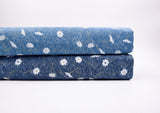 Daisy Floral Print - Washed Cotton Denim Chambray Fabric-20999 - G.k Fashion Fabrics