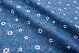Daisy & Stem Print - Washed Cotton Denim Chambray Fabric-20996 - G.k Fashion Fabrics