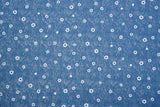 Daisy & Stem Print - Washed Cotton Denim Chambray Fabric-20996 - G.k Fashion Fabrics