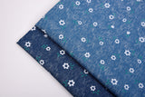 Daisy & Stem Print - Washed Cotton Denim Chambray Fabric-20996 - G.k Fashion Fabrics