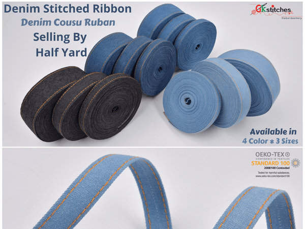 Denim Webbing With side stitches - G.k Fashion Fabrics