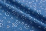 Doodle Petals Print - Washed Cotton Denim Chambray Fabric-20999 - G.k Fashion Fabrics