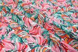 Double Layer Soft Crepe Stretch Abstract Monstera Tropical Leaf Print Fabric - G.k Fashion Fabrics