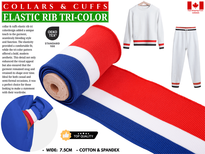Elastic Rib Tri-Color Cuffing Rib Knit Seamless Cuff Fabric,
