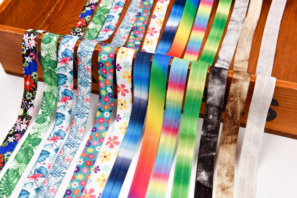 Elastic Strap Band Fold Over Printed, 15mm , 5 yards pack - G.k Fashion Fabrics