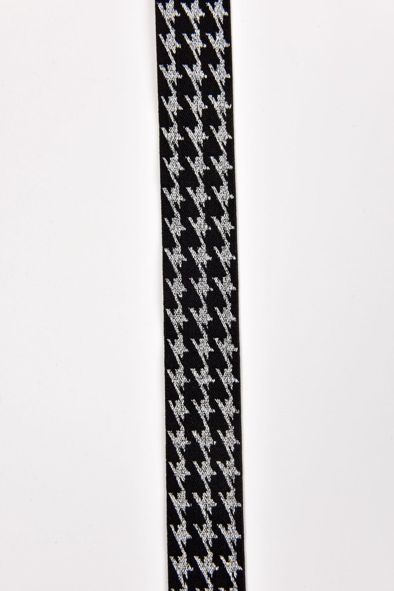 Elastic strap band Jacquard Lurex - Trim Waist Ribbon -25mm x 3 yards Pack - G.k Fashion Fabrics Houndstooth Silver lurex / 3 Yards Pack Elastic band