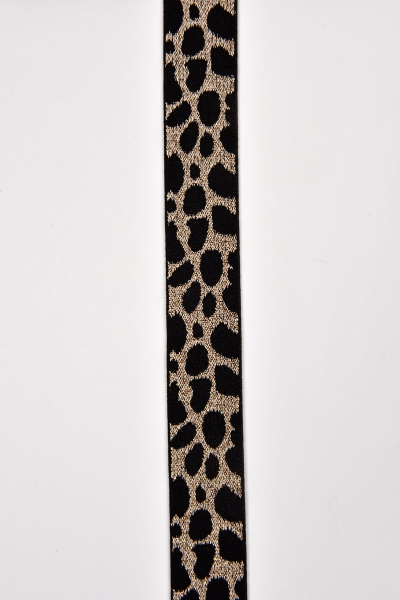 Elastic strap band Jacquard Lurex - Trim Waist Ribbon -25mm x 3 yards Pack - G.k Fashion Fabrics Leopard Gold lurex / 3 Yards Pack Elastic band
