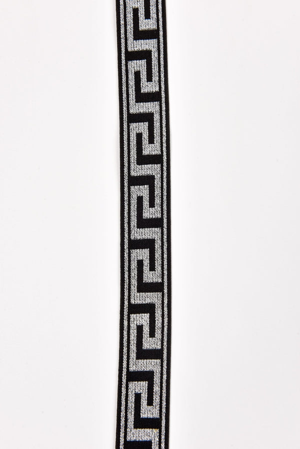 Elastic strap band Jacquard Lurex - Trim Waist Ribbon -25mm x 3 yards Pack - G.k Fashion Fabrics Greek Key Silver Lurex / 3 Yards Pack Elastic band
