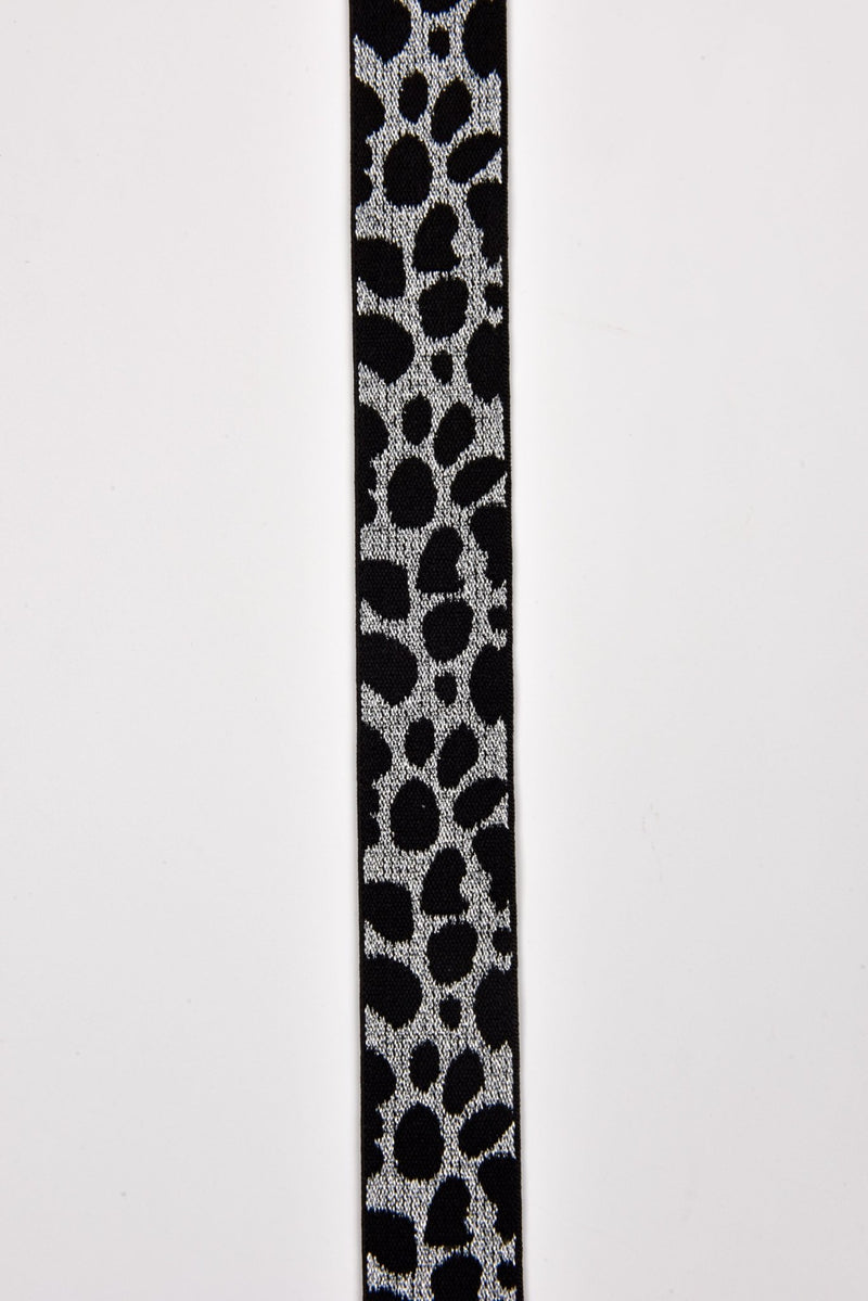 Elastic strap band Jacquard Lurex - Trim Waist Ribbon -25mm x 3 yards Pack - G.k Fashion Fabrics Leopard Silver lurex / 3 Yards Pack Elastic band