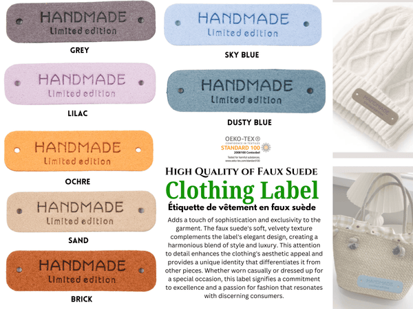 Faux Suede Clothing Label - "Handmade Limited Edition" - G.k Fashion Fabrics