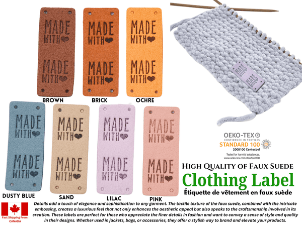 Faux Suede Clothing Label - Made with Love - G.k Fashion Fabrics