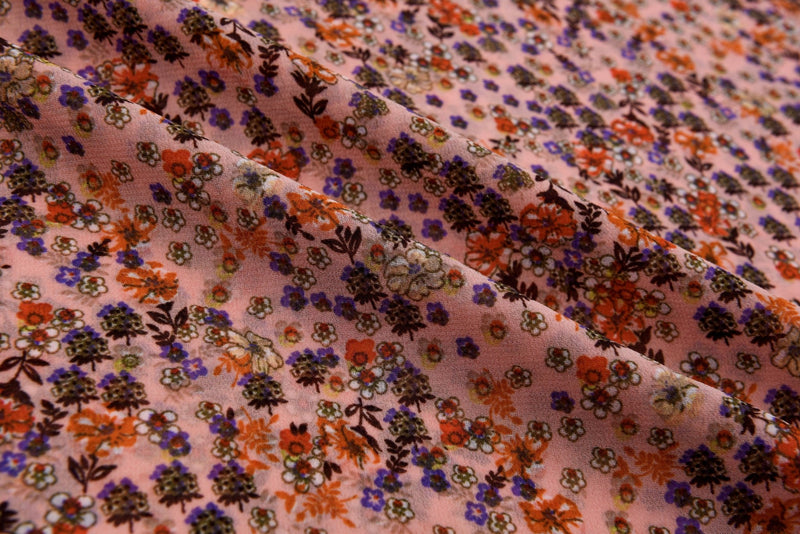 Floral Finesse Chiffon Georgette Digital Print Fabric - #259 - G.k Fashion Fabrics Old Rose / Price Per Half Yard chiffon