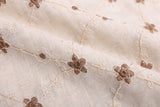 Floral Trellis Linen Cotton Embroidered Fabric – Artisan Floral Embroidery Natural Fabric - G.k Fashion Fabrics