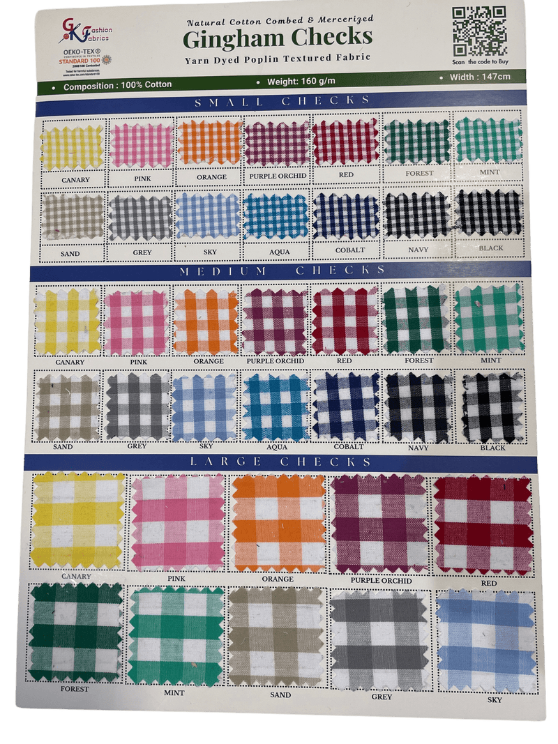 Gingham Checks Washed Cotton Fabric - GK 6599 - G.k Fashion Fabrics