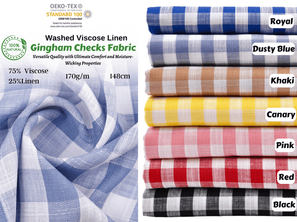 Gingham Checks Washed Viscose Linen Fabric - GK 6600 - G.k Fashion Fabrics