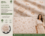 Golden Meadow Linen Cotton Sequin Embroidered Fabric – Artisan Floral Embroidery Natural Fabric - G.k Fashion Fabrics