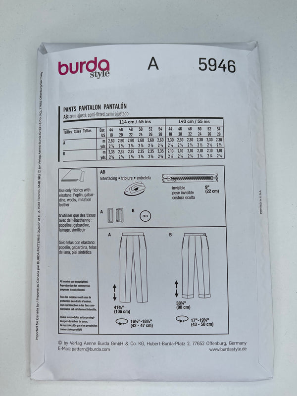 Burda Women Pants Pattern - 5946