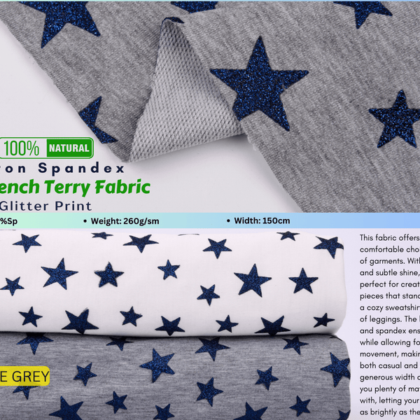 Knit Cotton Spandex French Terry Fabric Glitter Print –