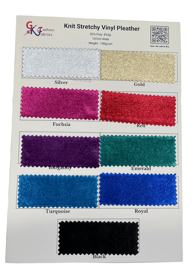 Knit Stretchy Sparkling Vinyl Pleather Fabric - G.k Fashion Fabrics