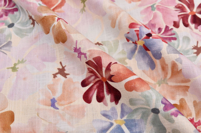 Linen Bamboo Natural Fabric Anemyst Pattern - 5486 - G.k Fashion Fabrics