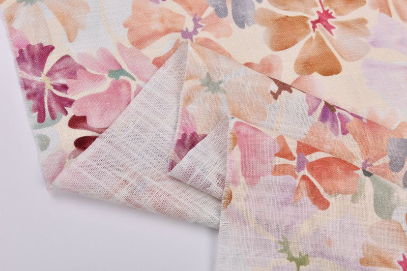 Linen Bamboo Natural Fabric Anemyst Pattern - 5486 - G.k Fashion Fabrics