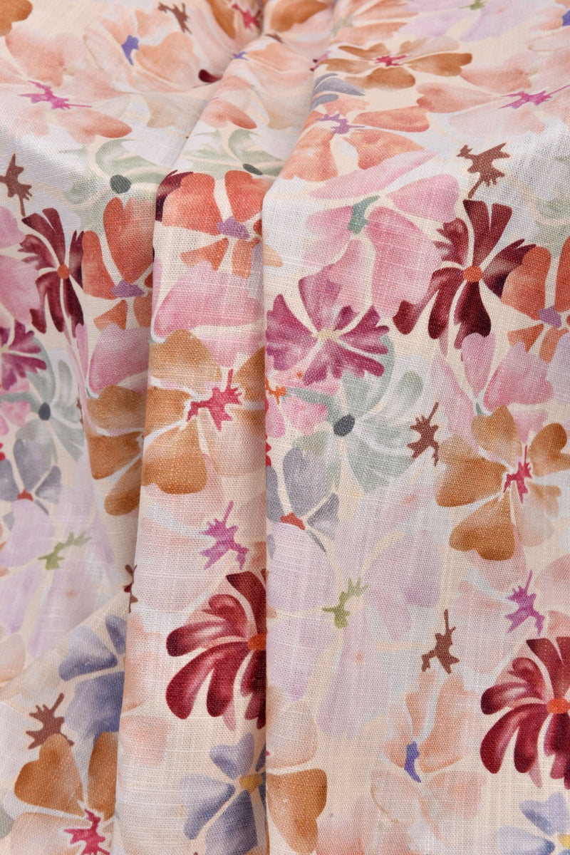 Linen Bamboo Natural Fabric Anemyst Pattern - 5486 - G.k Fashion Fabrics