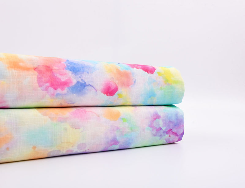 Linen Bamboo Natural Fabric Aurora Mist Pattern - 5485 - G.k Fashion Fabrics