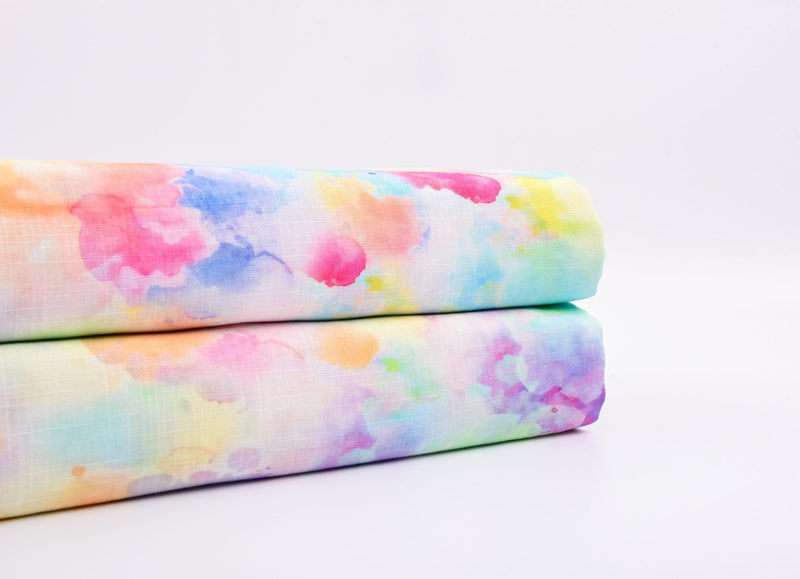 Linen Bamboo Natural Fabric Aurora Mist Pattern - 5485 - G.k Fashion Fabrics